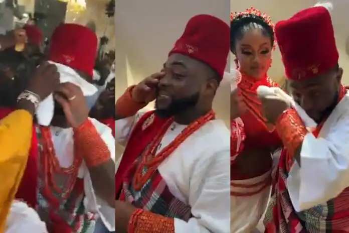 Emotional moment Davido broke into tears on his wedding day, his groomsmen cheer him up (Video) Emotional moment Davido broke into tears on his wedding day, his groomsmen cheer him up (Video)