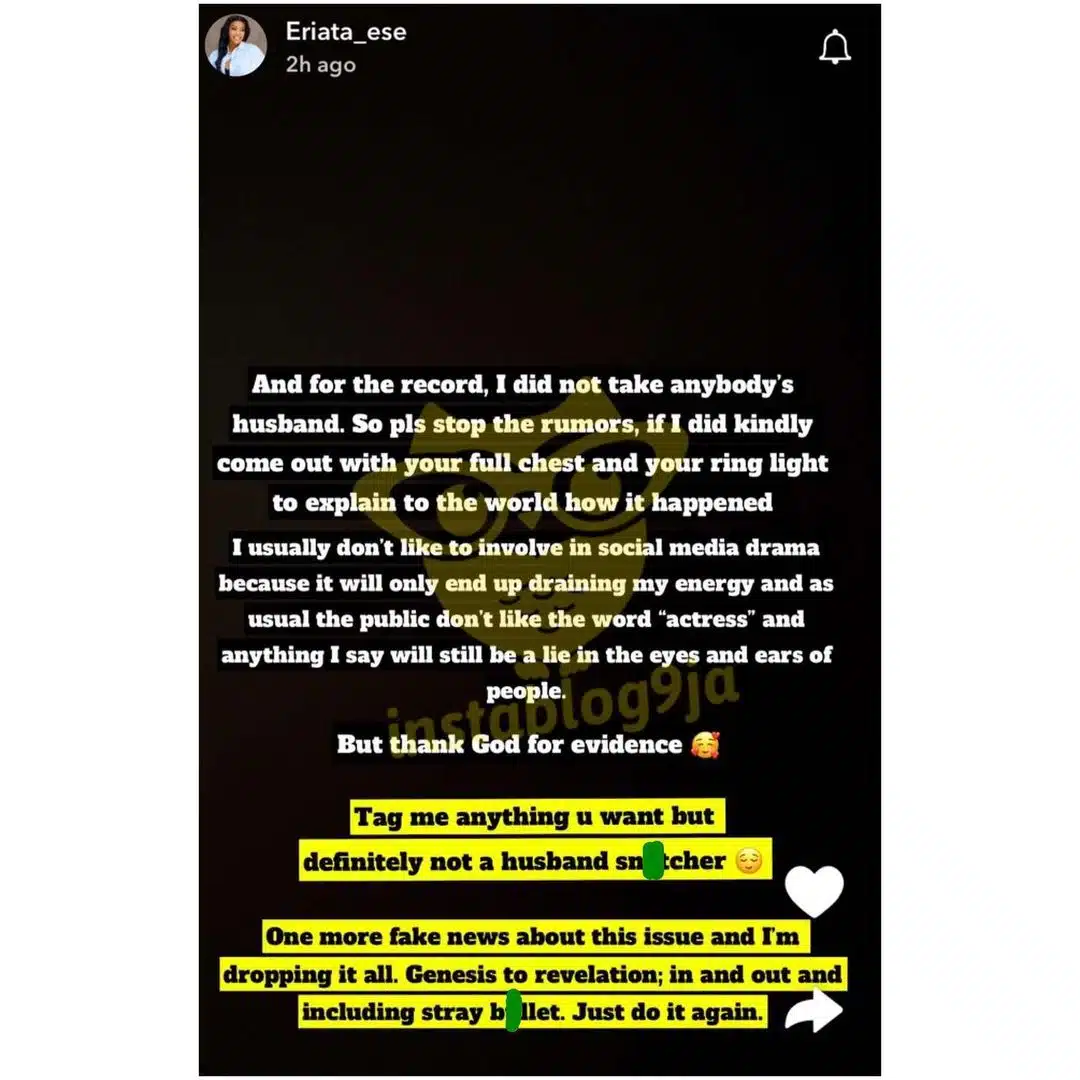 "On your Ring light and come with Proof" - Ese Eriata reacts to report that she had a baby with a married man 1 get 2024 06 25T074244.829.jpeg