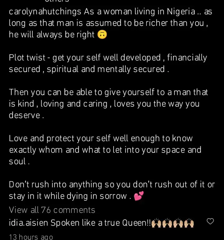 As a woman as long as a man is richer than you he will always be right Caroline Danjuma Kemi Filani blog min 1
