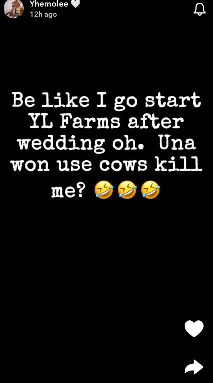 Be like I go start YL Farms una wan use cows kill me Yhemo Lee cries out ahead of his wedding Kemi Filani blog min