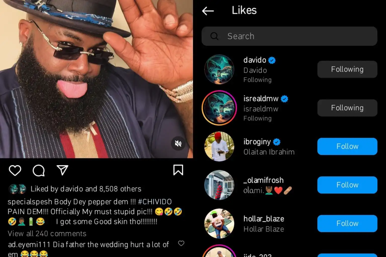 Davido and Israel DMW likes his hypeman Special Spesh shady post about Sophia Momodu Kemi Filani blog min 1536x1024 1