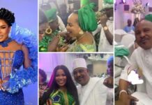 Massive reactions as Saidi Balogun graces ex-wife, Faithia Williams’ father’s burial (Video)
