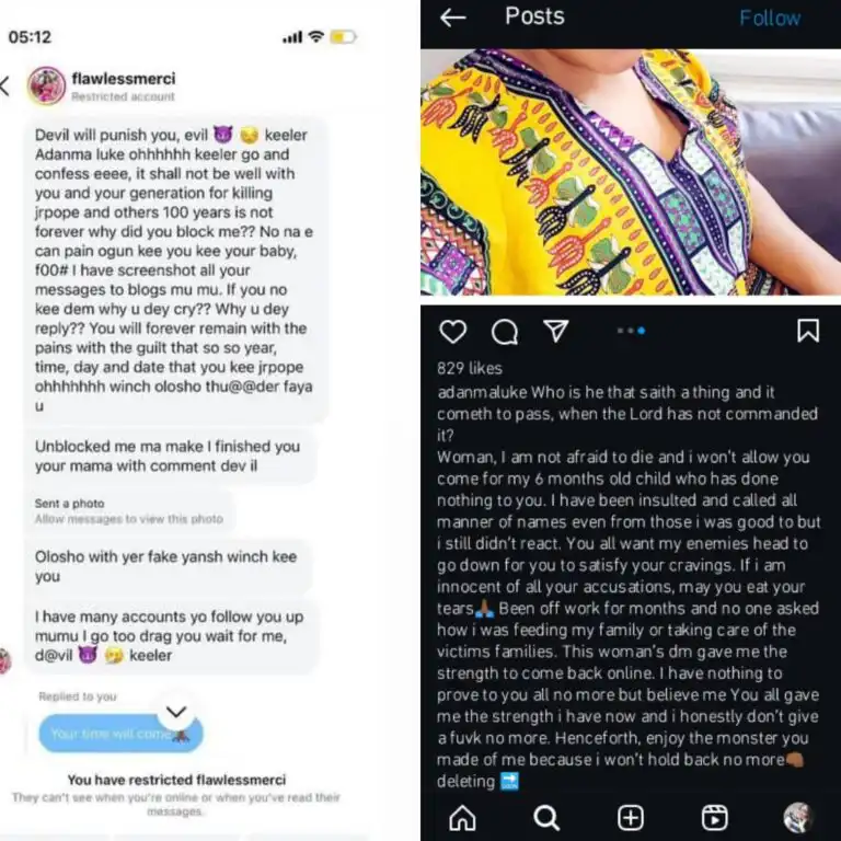 Adanma Luke slams woman who sent her DN accusing her of killing Junior Pope and wishing her 6 months old baby death Kemi Filani blog min 768x768 1