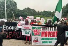 #EndBadGovernanceProtest: Protesters take over Abuja stadium