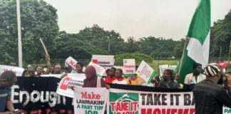 #EndBadGovernanceProtest: Protesters take over Abuja stadium