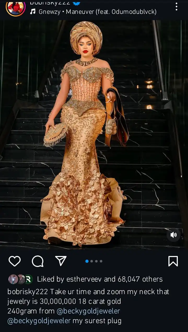 The jewelry is worth N30million Bobrisky shows off his 18 Carat Gold jewelry Kemi Filani blog min