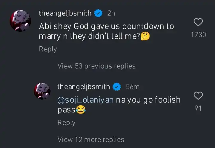 Did God give people countdown to marry and they didnt tell me Angel Smith reacts to Priscilla Ojo