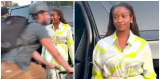 "100% composure" - Moment DJ Cuppy almost gets knocked down by a biker (Video)