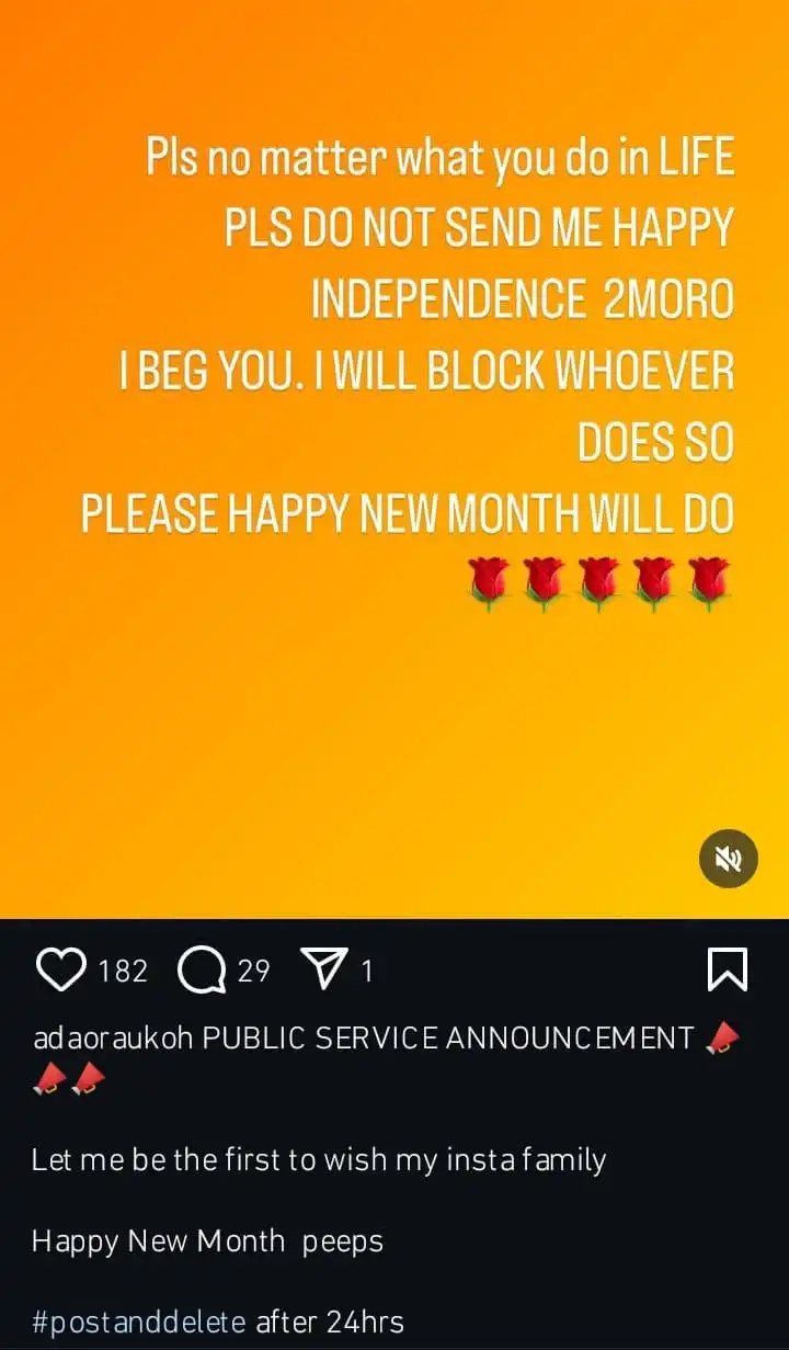 I will block anyone who wishes me happy independence Adaora Ukoh Kemi Filani blog min