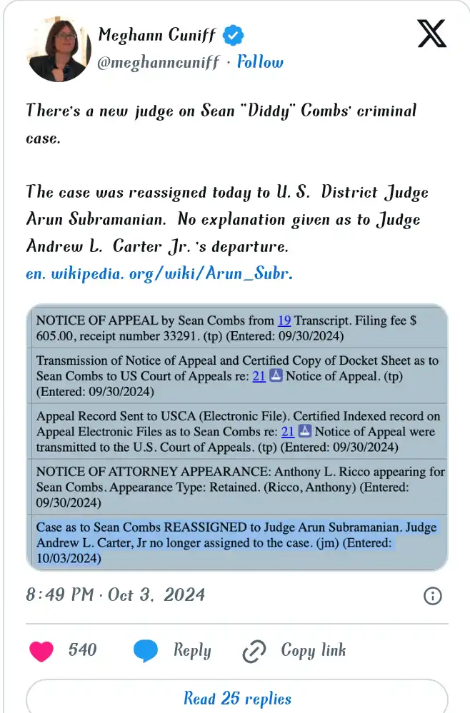 Mixed reactions as Diddy's case gets new judge for unknown reasons 1 Screenshot 2024 10 04 05 04 13 82 40deb401b9ffe8e1df2f1cc5ba480b12