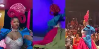 “Sister Bernard” – Epic moment Tacha falls on the runway during Lagos Fashion Week (Video)