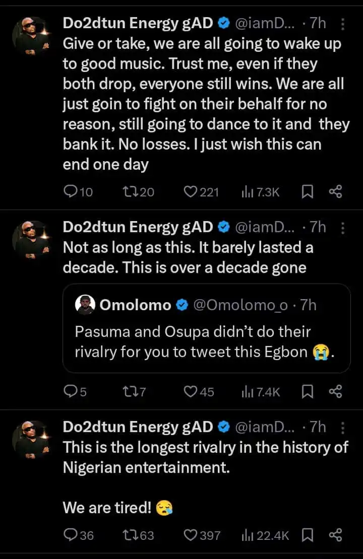 This is the longest rivalry in the history of Nigerian entertainment we are tired Do2dtun tells Davido and Wizkid Kemi Filani blog min 1