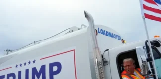 Trump rides garbage truck after Biden attack on his supporters