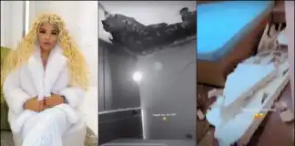 Bbnaija’s Chichi escapes serious injury as bedroom POP collapses (Video) Chichi escapes serious injury