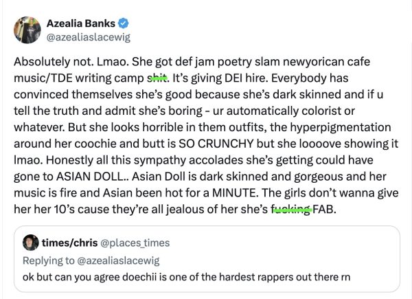 azealia banks doechii beef tgj 1 600x435 1