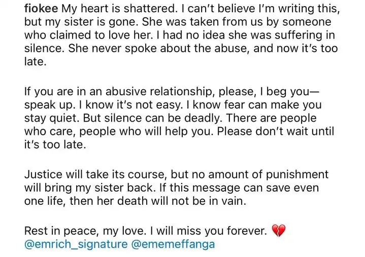 Nigerian guitarist, Fiokee loses sister to domestic abuse 1 17390927572662