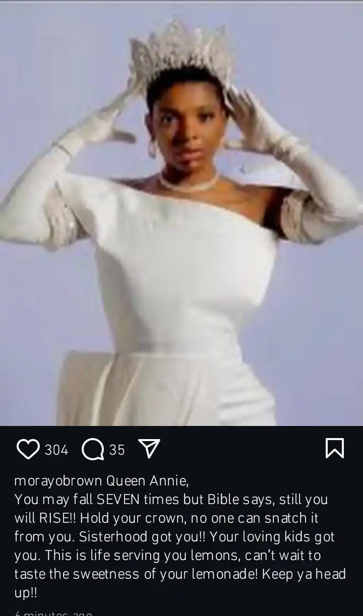Hold your crown no one can snatch it from you Morayo Afolabi Brown tells Annie Idibia Kemi Filani blog min 1