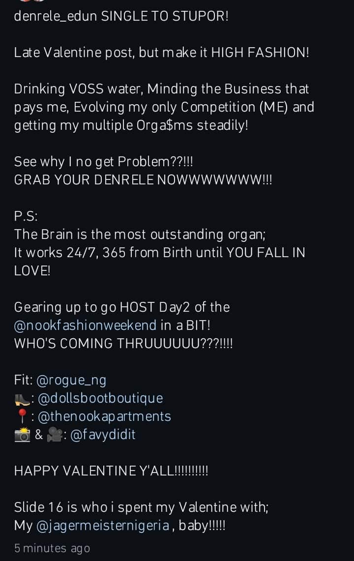 I am single to stupor Denrele Edun says Kemi Filani blog min