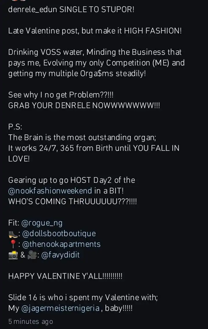 I am single to stupor Denrele Edun says Kemi Filani blog min