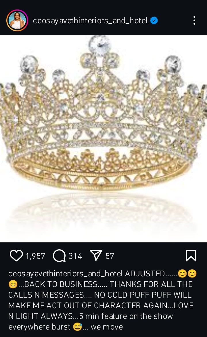 No cold puff puff will make me act out of character again Ehi Ogbebor vows Kemi Filani blog min