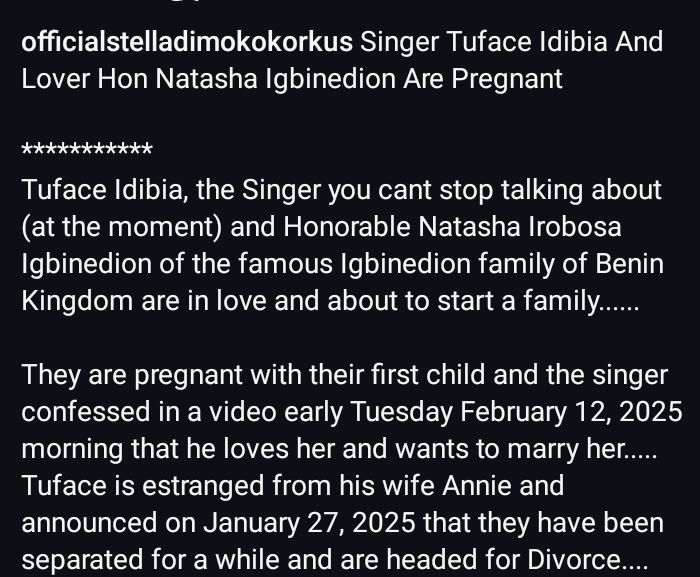 2Face, Hon. Natasha reportedly expecting first child 1 Screenshot 20250212 1015422