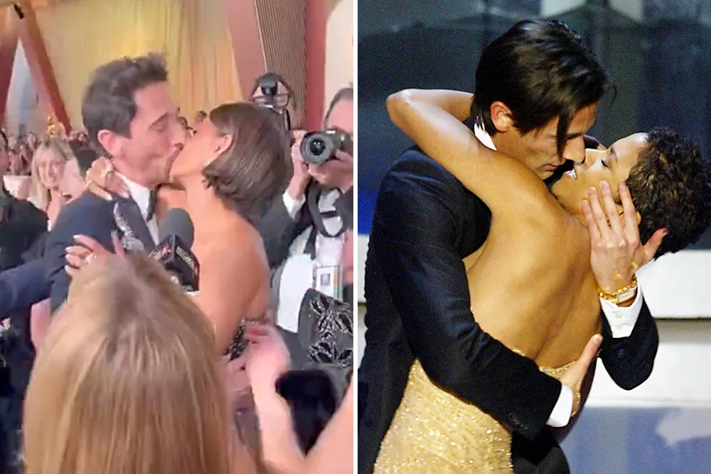 Halle Berry Adrien Brody recreate famous Oscars kiss