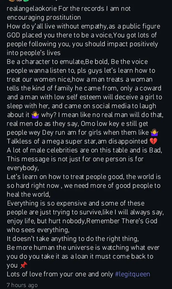 Only a coward man will deceive a lady to sleep with her Angela Okorie slams Burna Boy Kemi Filani blog min
