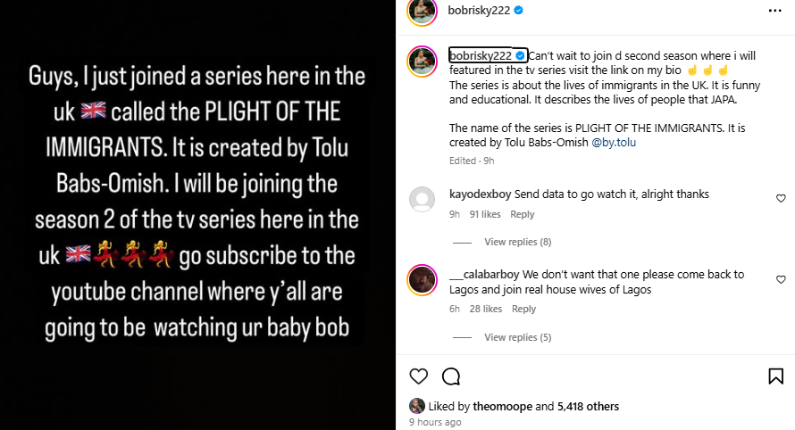 Bobrisky beams with joy as he joins UK TV Series 'Plight of the Immigrant' 1 Screenshot 2025 03 16 071200