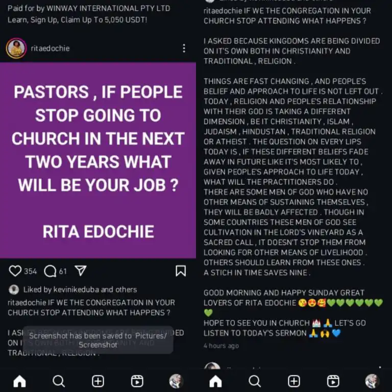 What will be your job if people stop going to church in the next two years Rita Edochie queries pastors Kemi Filani blog min 768x768 1