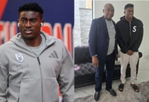 NFF President Ibrahim Gusau Visits Injured Super Eagles Star Taiwo Awoniyi in UK