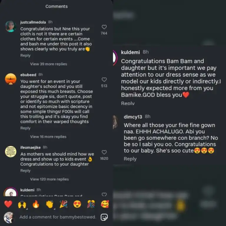 BBNaija Bambam under fire over outfit to daughters graduation Kemi Filani blog min 768x768 1