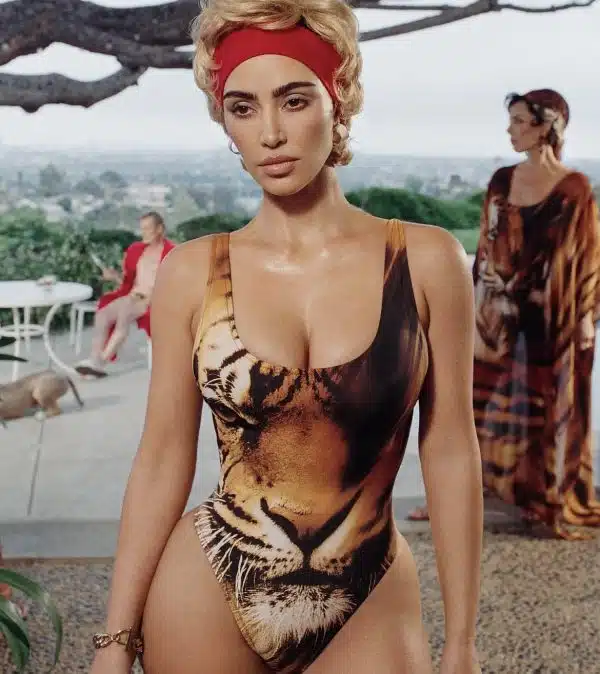 Kim Kardashian Channels 60s Glam for Bold New Roberto Cavalli x SKIMS Swim Campaign Kim Kardashian Channels 60s Glam for Bold New Roberto Cavalli x SKIMS Swim Campaign