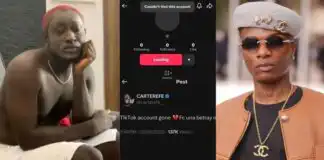 Carter Efe Heartbroken as TikTok Account Gets Taken Down After Insulting Wizkid