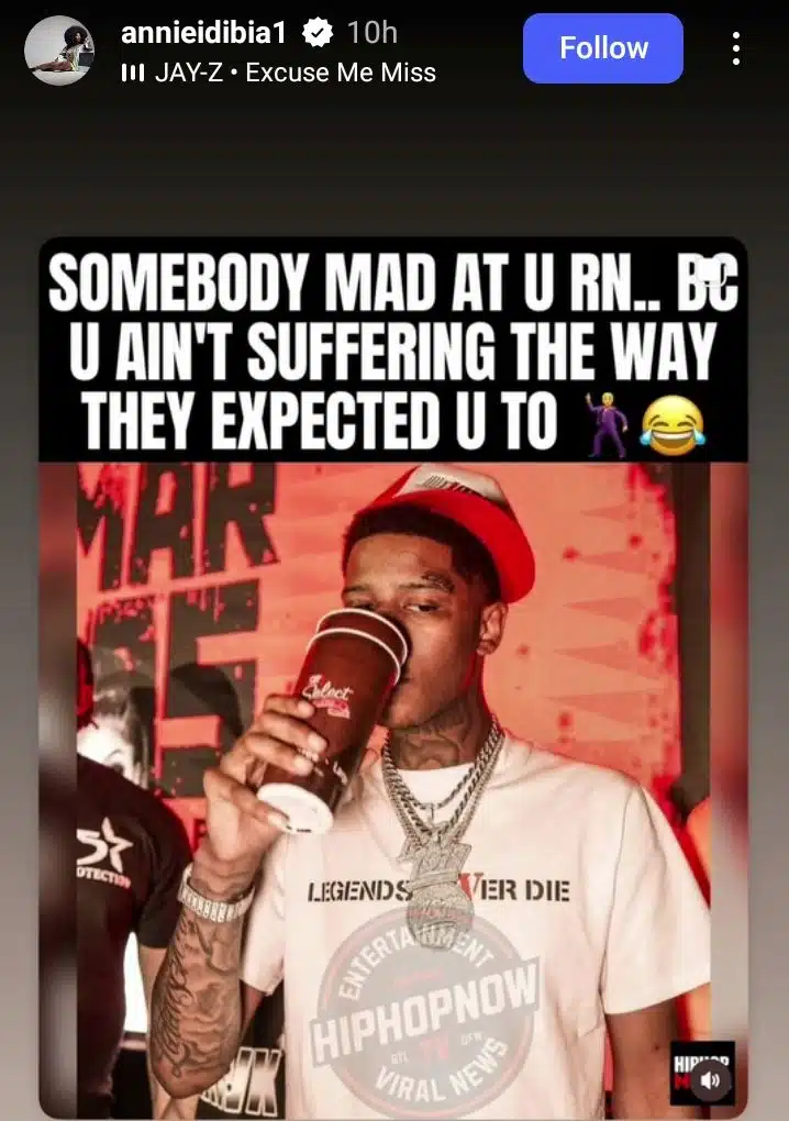 "Somebody mad at me because you not are suffering" - Annie Macaulay Sparks Speculation with Cryptic Post 1 Screenshot 20250623 0842322.jpg