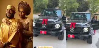 Davido Surprises Wife Chioma With Brand-New G-Wagon