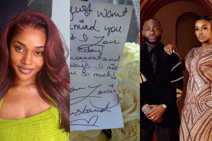 “My sweet husband” - Chioma Adeleke Reacts Sweetly to Love Note from Her Husband, Davido