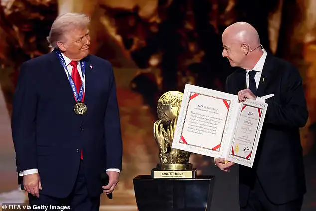 Trump awarded inaugural Fifa peace prize at World Cup draw in Washington (Photos)