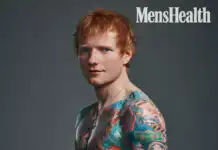 Ed Sheeran reveals ripped physique and huge tattoos as he poses shirtless