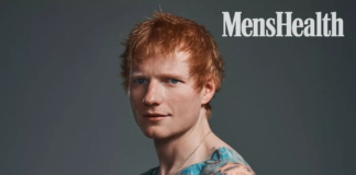 Ed Sheeran reveals ripped physique and huge tattoos as he poses shirtless