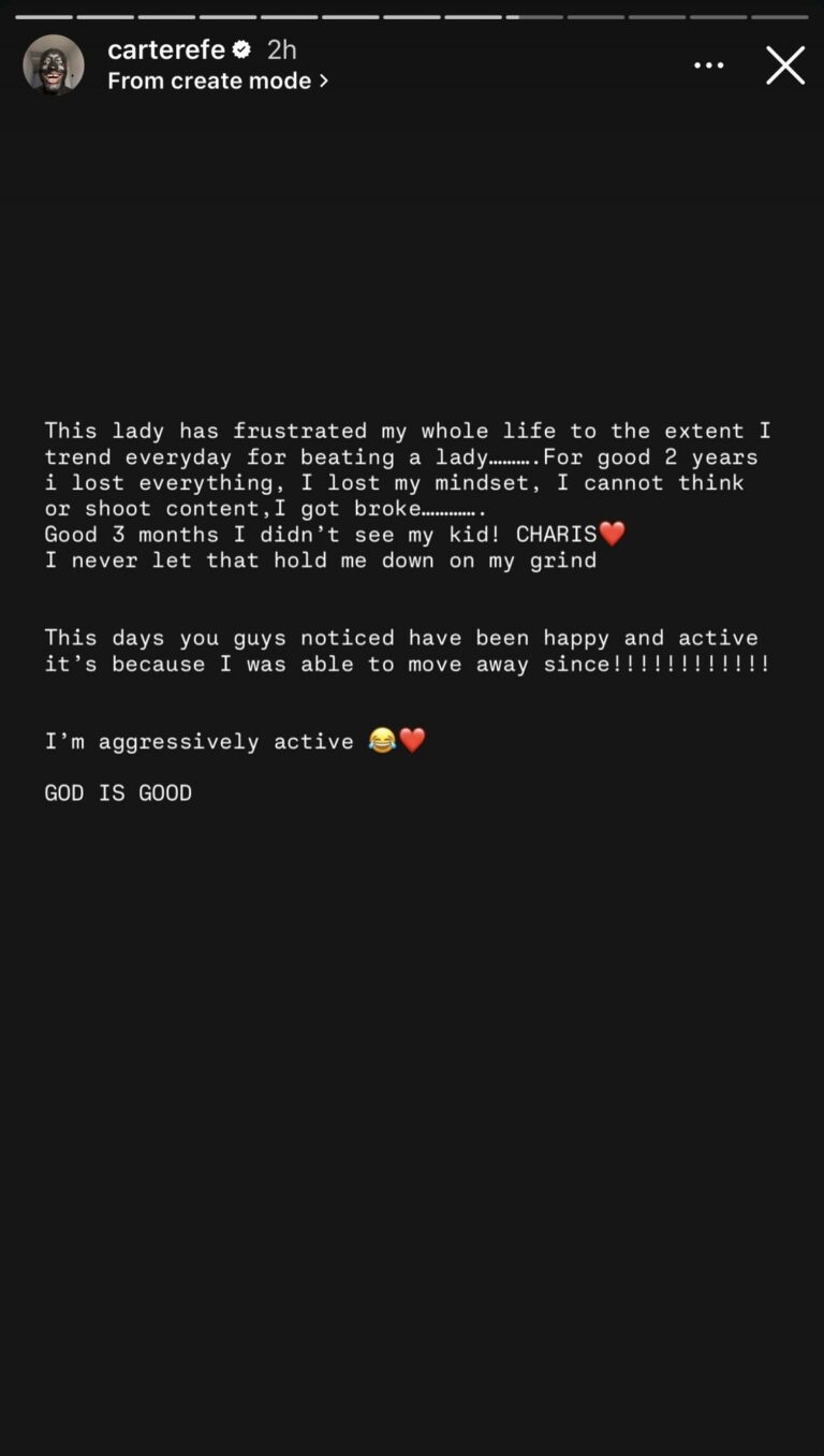 “This lady has frustrated my whole life" - Carter Efe Confirms Split From Baby Mama, Opens Up on Mental, Financial Struggles 2 20260111 101039 768x1356 1