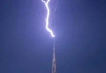 Lightning Strikes Burj Khalifa Amid Intense UAE Thunderstorms