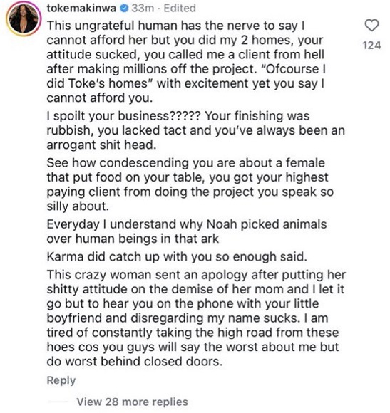 "You have always been an arrogant shit head" — Toke Makinwa Blasts Sandra Edoho Over Alleged Leaked Tape 1 toke makina 22