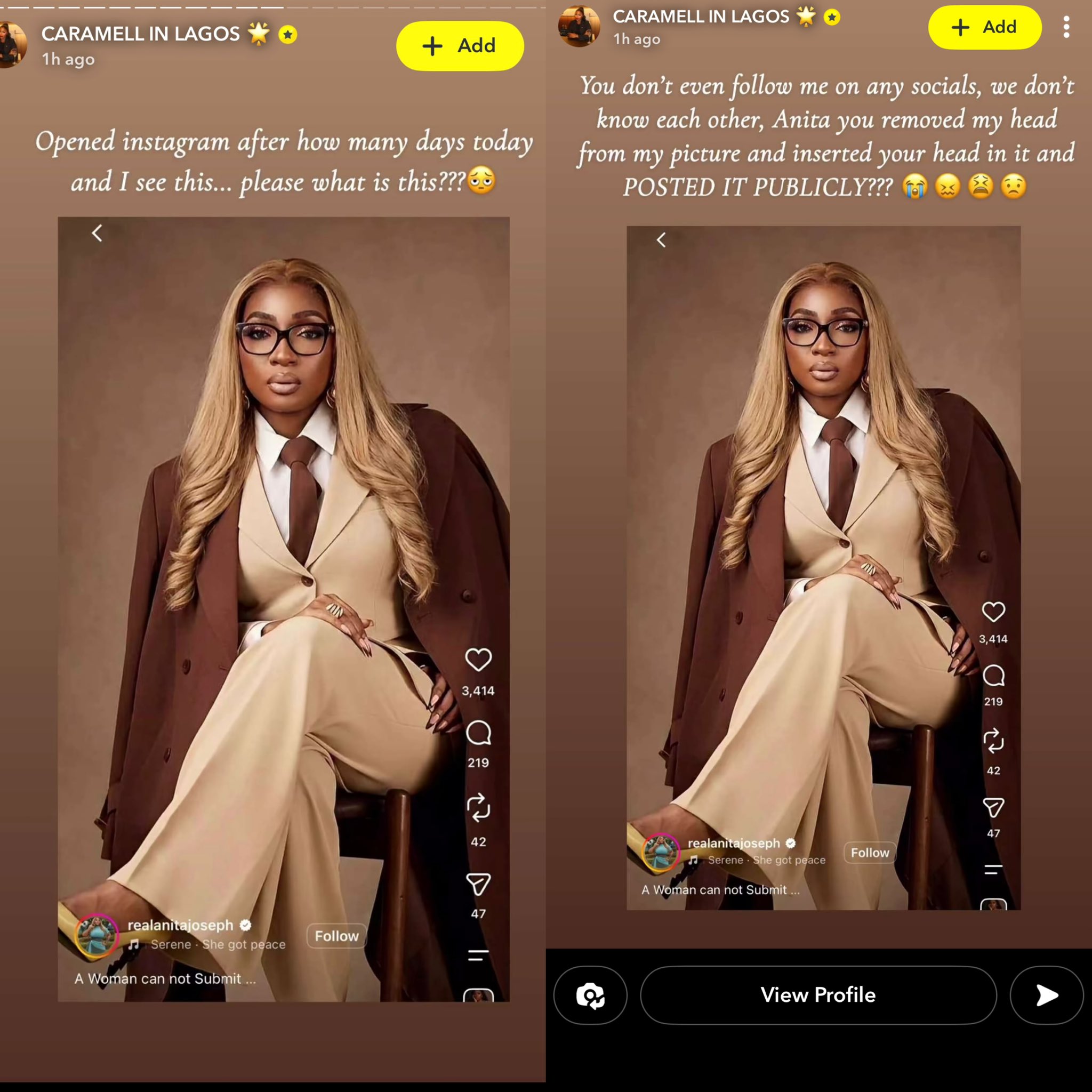 Anita Joseph Faces Backlash After Being Accused Of AI-Swapping Her Face Onto Caramel Plug's Photo